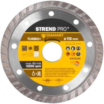 Dimanta griešanas disks 115 mm Strend Pro, Turbo +