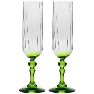 KROSNO Champagnergläser 200 ml mit hellgrünem Stie