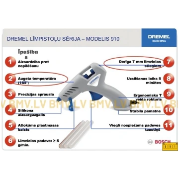 Līmes pistole Dremel 910 (7mm 165gr.) F0130910JA