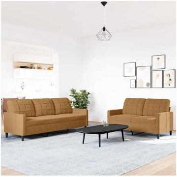 2-TLG. Sofagarnitur Set Braun Samt Sofa Bed mit au