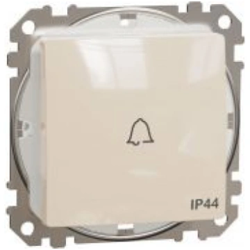 Zvanu poga 10A IP44 bēšs ar zvana simbolu Sedna De