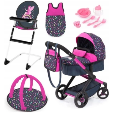 Bayer XEO Doll"s Stroller High Chair Navy Blue Sle