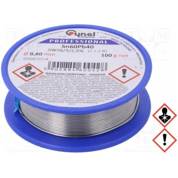 Tin; lead-based; Sn60Pb40; 0.8mm; 100g; reel; 190°