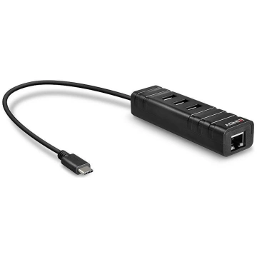 LINDY USB 3.1 centrmezglu un gigabitu Ethernet ada