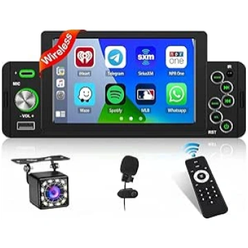 1 DIN auto radio bezvadu Carplay Android automašīn