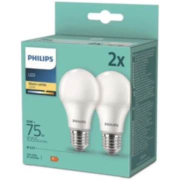 LED spuldze PHILIPS, A60, 10W(=75W), E27,2700K,105
