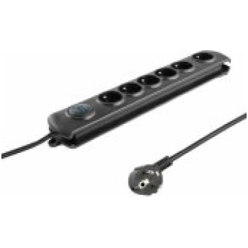 Qoltec 50111 surge protector 6 outlet 1.8 m Black 