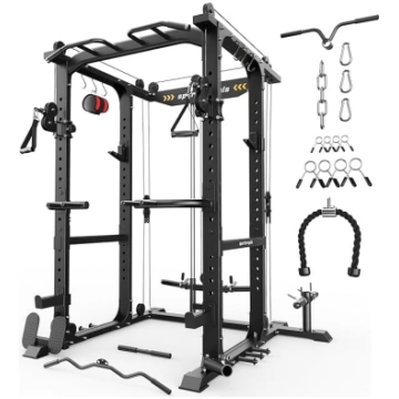 Sportsroyals Squat Rack, LAT Power Cage, daudzfunk