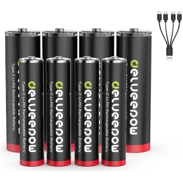 Delyeepow USB-C AA AAA baterijas litija uzlādējama