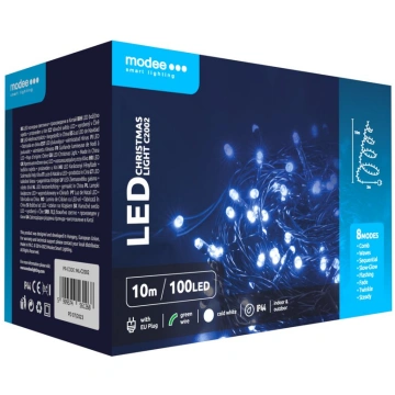 Ziemassvētku eglītes lampiņas 10m aukstās 100LED (