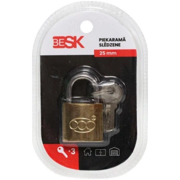 BESK Piekaramā slēdzene ar 3 atslēgām 25mm, 25AR02