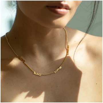 "I Am Who I Am" Nameplate Necklace - 3 names / Gol
