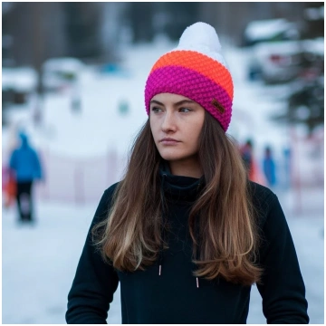 Adīta cepure POM rozā/oranža eleven sportswear