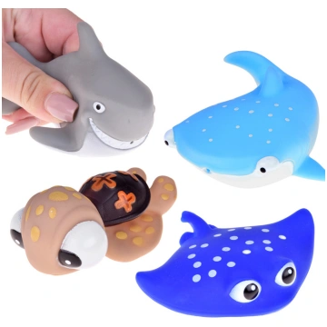 Rubber Bath Animals x4 Turtle Shark Whale Stingray