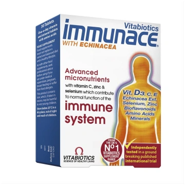 IMMUNACE WITH ECHINACEA, 30 tabletes Vitabiotics L