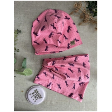 Starpsezonas beanie cepure + tuneļšalle - tumši vi