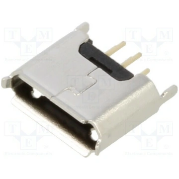 Connector: USB B micro; socket; THT; PIN: 5; strai
