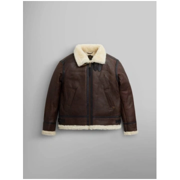B-3 SHERPA LEATHER JACKET - BROWN / S