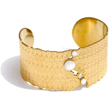 BRACCIALE RIGIDO CON PIETRE BIANCHE Dubelie.com