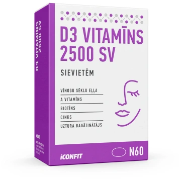 ICONFIT D3 vitamīns sievietēm 2500 SV (60 kapsulas