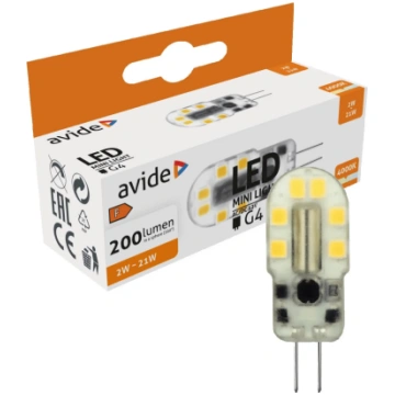 LED spuldze AVIDE, G4, 2W (=21W), 4000K, 12V, 210 