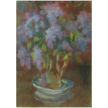 Still life with a pitcher and lilacs