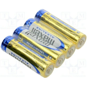 Battery: alkaline; AA; 1.5V; non-rechargeable; Ø14