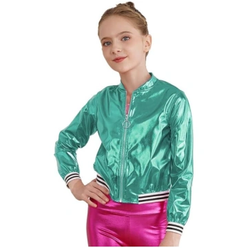 Runhomal Meiteņu gliteru jaka Bolero Disco Blazer 