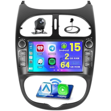 2+64 GB Android 15 Auto radio Peugeot 206 CC SW 19