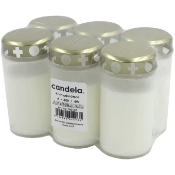 Candela Set of 6 capped grave candles, burn time a