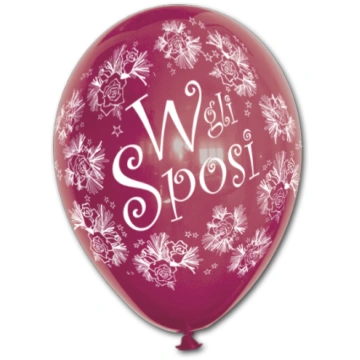 BALLOON PRINTED "JUST MARRIED" WITH SMALL ROSES