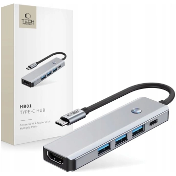 TECH-PROTECT HB01 HUB ADAPTER 5IN1 TYPE-C + USB3.0