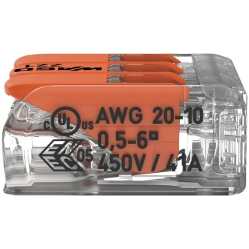 Vadu savienotājs Wago universāls 3x0.5-6 mm2 41A/4