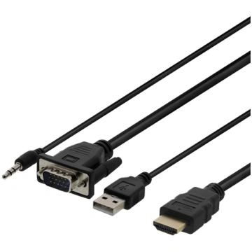 DELTACO VGA & Audio - HDMI cable, USB powered, 2m,