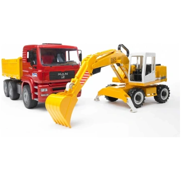 BRUDER Camion Man Con Escavatore Liebherr - 02751