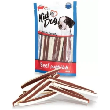 KIDDOG liellopa gaļas un mencas strēmeles 80g