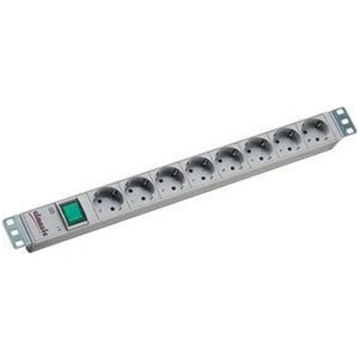 Bachmann 19" socket strip 8-way, with switch, alum