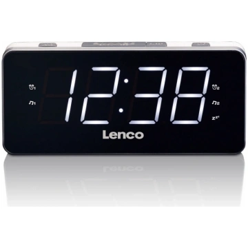 Lenco radio pulkstenis, ar lielu displeju, balts