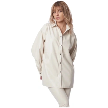 SEMICOUTURE RAINE Y3ST11 IVORY ECO-LEATHER JACKET 