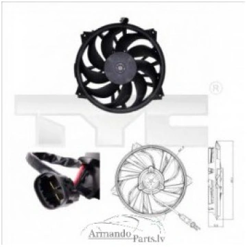 Radiatora ventilators, 500W, 385mm, 2pin., 2.0 HDi
