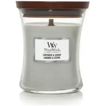 WoodWick Lavender & Cedar aromātiskā svece ar koka