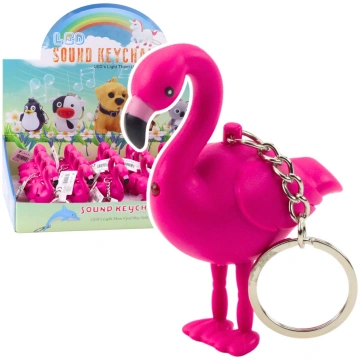 Flamingo Backpack Keychain LED Sounds Pink