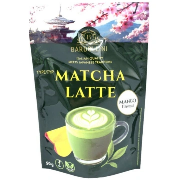 Bardollini mača latte, pulverveida dzēriens uz pie