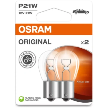 Osram Original 12V 21W P21W BA15s spuldzes, 2 gab