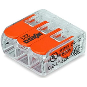 WAGO 221-413 Pluggable Terminal Block 3 Ways 450 V