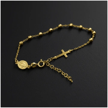 Gold Plated 925 Sterling Silver Rosary Bracelet wi