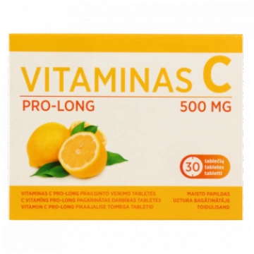 VITAMINAS C PRO-LONG tabletes, 30 gab. EV