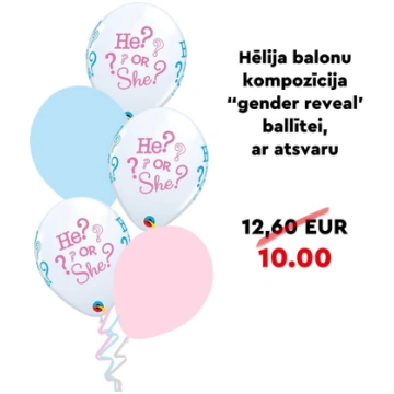 Hēlija balonu kompozīcija "Gender reveal" Partypri