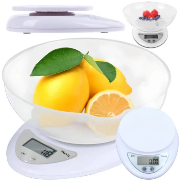 Elektroniskie virtuves svari ar bļodu 5 kg, LCD di