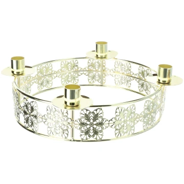 Hervit Gold metal Advent wreath candle holder + gi